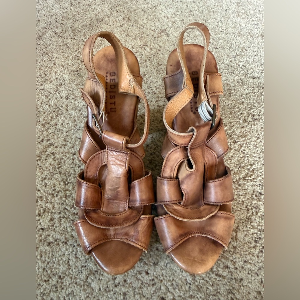 Bed Stu Melissa Brown Leather Sandals Size 10 Boho Summer Wooden